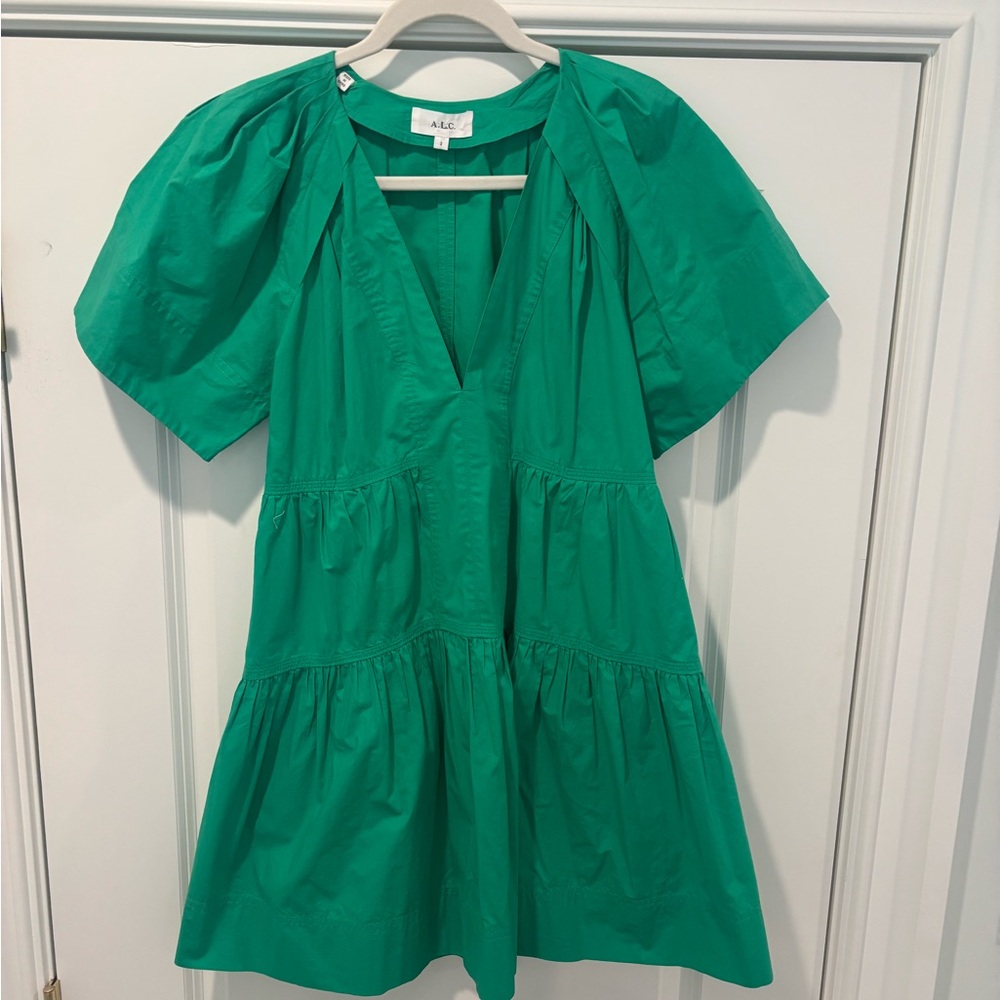 A.L.C. Emerald Green V-Neck Dress